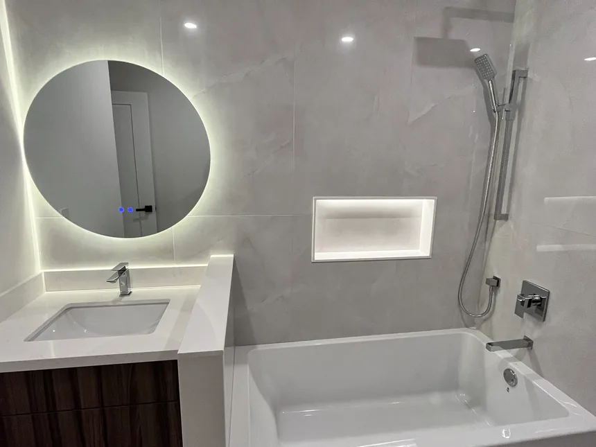 Vanity, lit niche & mirror